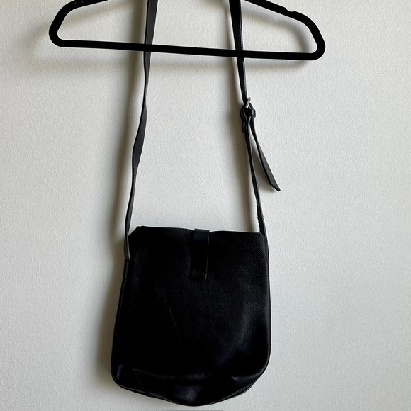 Jigsaw Shoulder Bag Womens Black Leather Adjustable Strap Minimalist Purse Tote - Picture 6 of 9